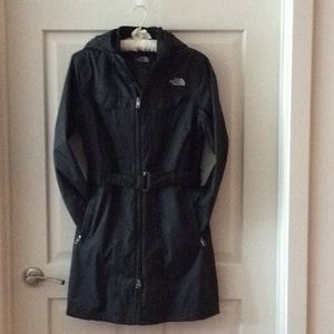 North Face belted rain jacket with hood